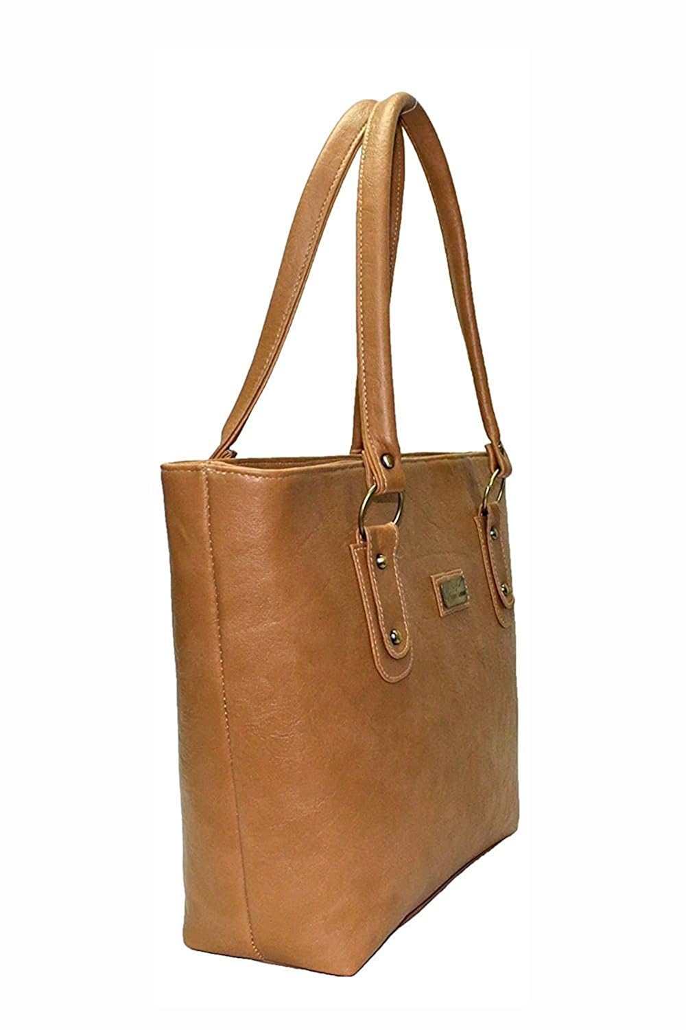 pynk fashion women's leather handbag (tan)
