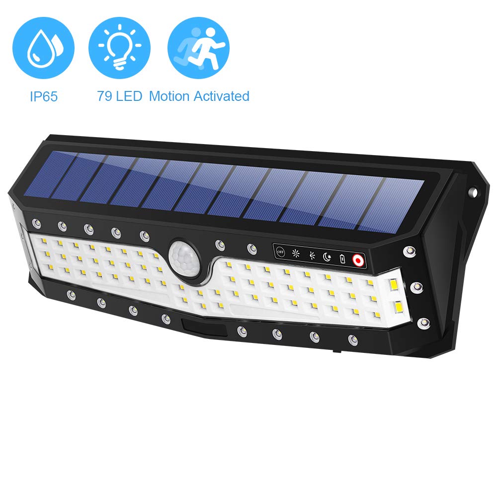 79 LED Motion Solar Lights Outdoor, Upgraded 700 Lumens, Bright IP65 Waterproof 4 Optional Modes Wireless Outdoor Solar Motion Lights for Patio, Garden, Ourdoor Wall, Back Yard, Garage