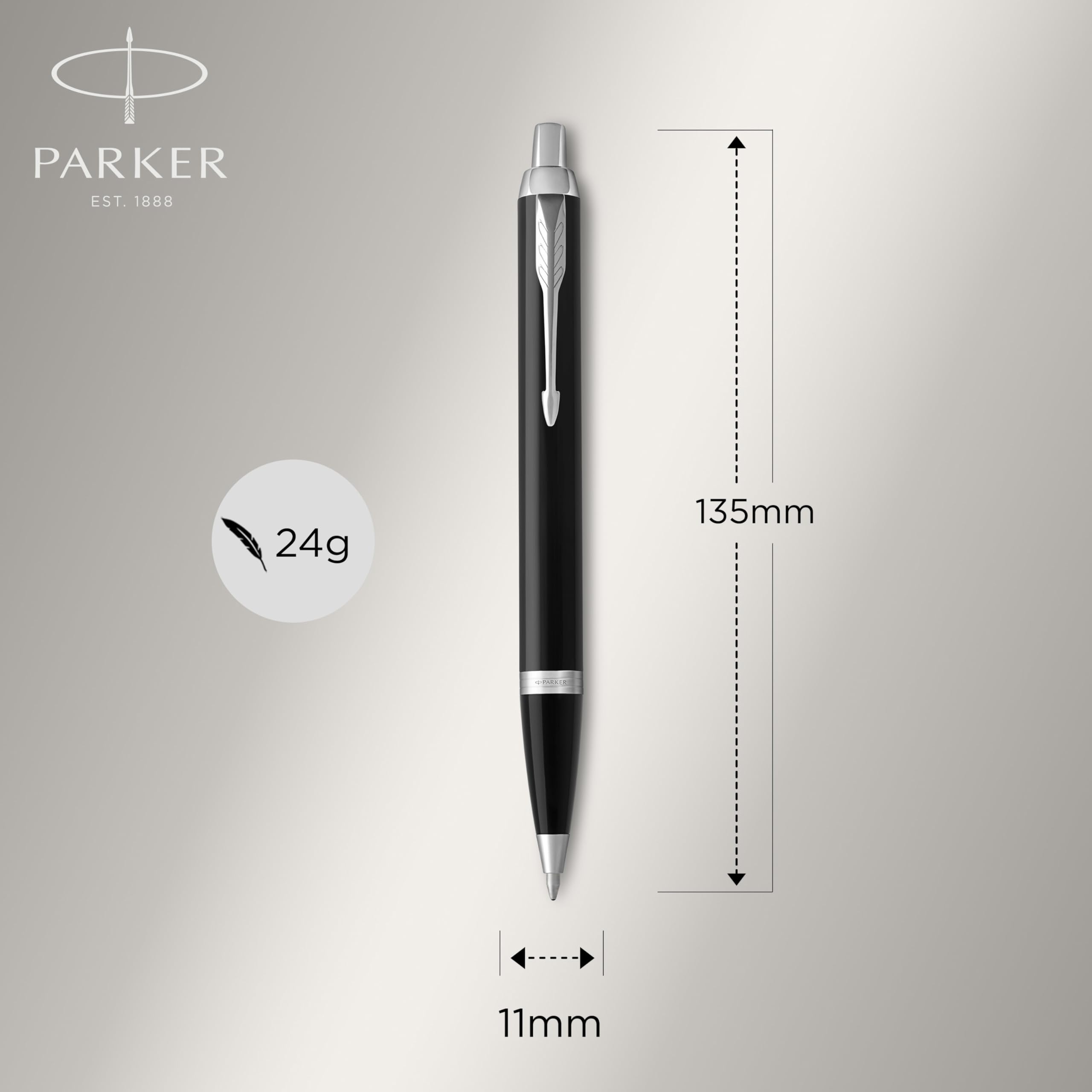 Parker IM Duo Stift-Geschenkset | Füller, Kugelschreiber & Etui | Schwarze Lackierung mit Chromverzierungen | Mittlere Spitze | Blaue Tinte | Perfekte Geschenke zum Schulabschluss 4
