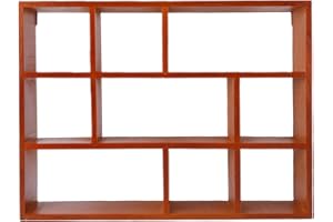 Jauarta Shadow Box Display Shelf, 9 Compartments Solid Wood Wall Mounted Hanging Shelf with Strong Load Capacity, for Bedroom