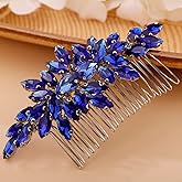 BERYUAN Crystals Hair Comb for Bride for Women for Girls Cute Teardrop Hair Comb Slide Multi-Color BLUE