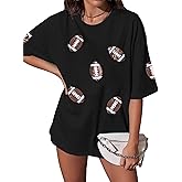Football Shirts Women Game Day Shirt Sequin Gameday Outfits Football Team Fans Graphic Tees Fall Sports Jersey