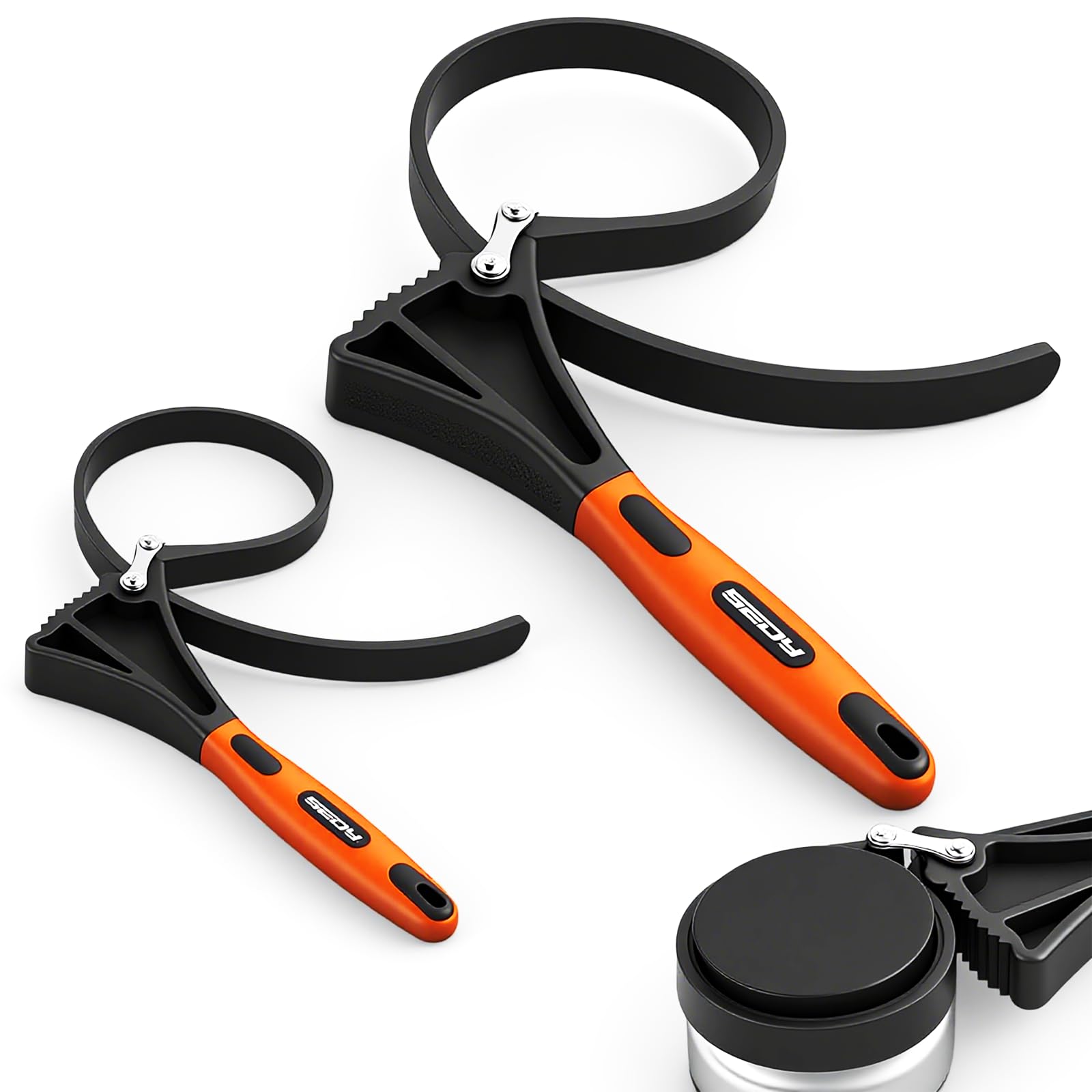 Photo 1 of 2-Piece Strap Wrench Set, Adjustable Rubber Oil Filter Wrench Max Diameter 4" and 6", Jar Opener Set Heavy Duty Blet Wrenches for Drain Sewer Cap Sink Pliers Nut Shower Head Valve Removal