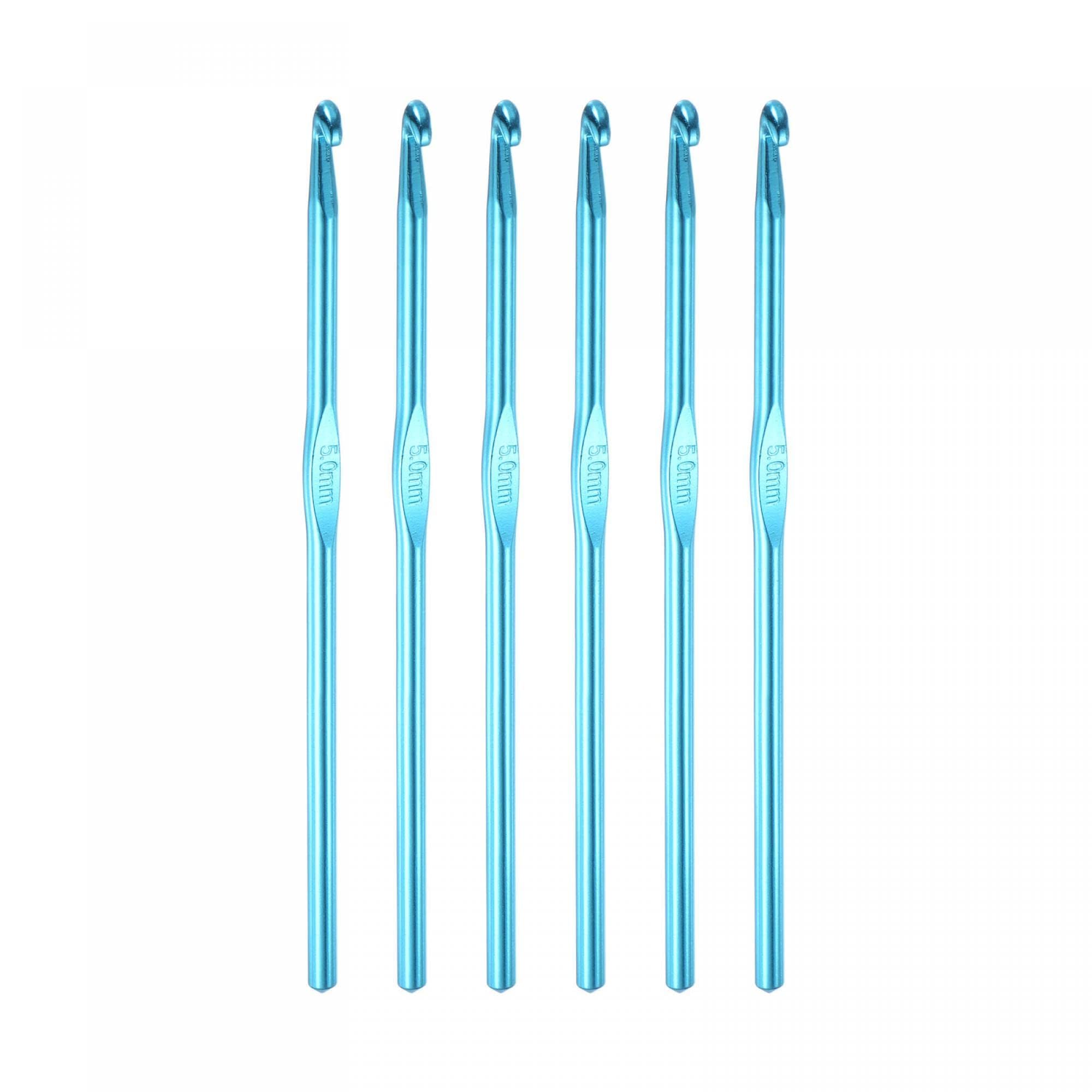 TOP-VIGOR 6Pcs 5mm Crochet Hook, Aluminum Crochet Hooks Knitting Needles for DIY Craft Yarn, Blue Crochet Needles for Knitting Scarf