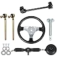 ANTUKO Steering Wheel Steel Kit Gear Rack Pinion Adjustable Shaft Set Replacement for 110cc Go Kart