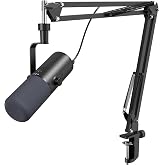 TONOR Dynamic Podcast Microphone for Content Creators, Cardioid XLR/USB Mic | AI Noise Cancellation, Tap Mute, 3.5mm Jack for Monitoring, Volume Control, Microfono with Boom Arm, Black, TD510 AIR H+