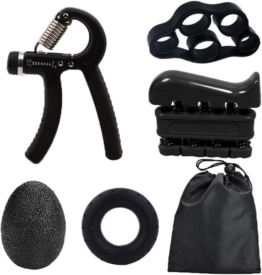 n a Hand Grip Strengthen Set (5 Pack) Adjustable Hand Grip, Finger Exerciser, Finger Stretcher, Grip Ring and Stress Relief Grip Ball for Professional Fitness People, Athletes