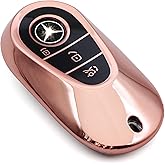 Creativity Advanced soft TPU Key Case Suitable for Mercedes Benz 2022-2025 C S EQE EQS 2023-2025 GLC CLE SL 2024-2025 E smart key (Pink Key Cover (Model C))