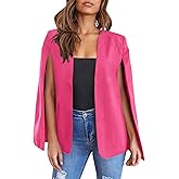 Womens Cape Blazer - Split Sleeve Open Front Casual Jacket Coat Workwear Elegant Formal Cape Coat
