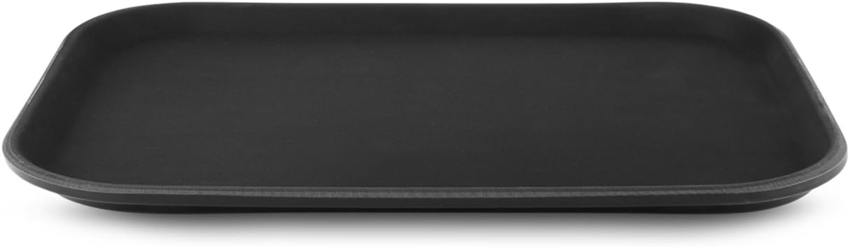 Grunwerg Super Plastic Rubberized Anti-skid, Non-slip Food Tray, Retangular, 35 x 25cm, Black, 35 x 25 x 2 cm