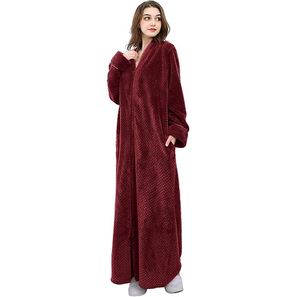HGTRH Bata de baño larga para mujer, bata de baño de forro polar suave de manga larga cálida kimono, ropa de dormir de invierno para mujer HGTRH Bata de baño larga para mujer, bata de baño de forro polar suave de manga larga cálida kimono, ropa de dormir de invierno para mujer