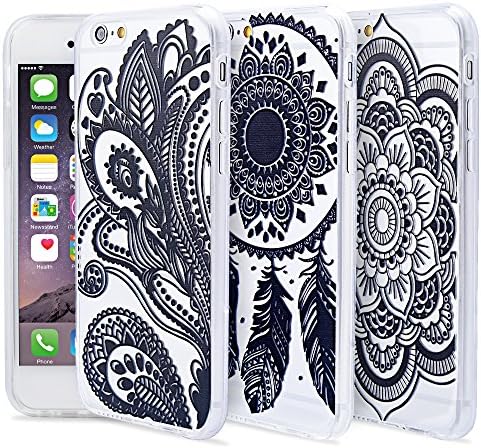 Aigoo 3-Pack Clear Case Soft Silicone Black Pattern Back Cover for 4.7 inches iPhone 6/iPhone 6s