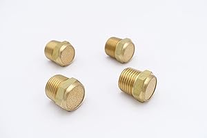 IVLPHA Pneumatic Air Muffler, Sintered Bronze Air Breather Vent Muffler Filter 1/2" Male NPT Air Solenoid Valve Brass Silencer Fitting (Pack of 4)