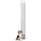 PetSafe Sliding Glass Pet Door, 1 Piece, Medium Dogs to 40 lbs, White | Adjustable Height 75 7/8 to 80 11/16 Inches, No-Cut DIY Install into Existing Track, Magnetic Flap, Durable Aluminum Frame