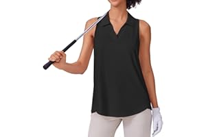 PINSPARK Womens Golf Shirt UPF 50+ Sleeveless Collared Shirts Quick Dry Tennis Polo V-Neck Racerback Athletic Workout Tank