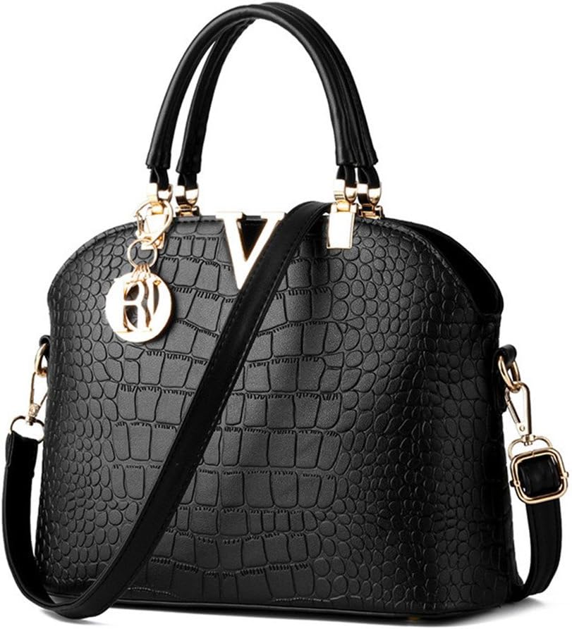 Rubysports Claissic Handbag Crossbody sapphire - Womens Leather Shoulder Bag Top-handle Crocodile Pattern Tote Purses