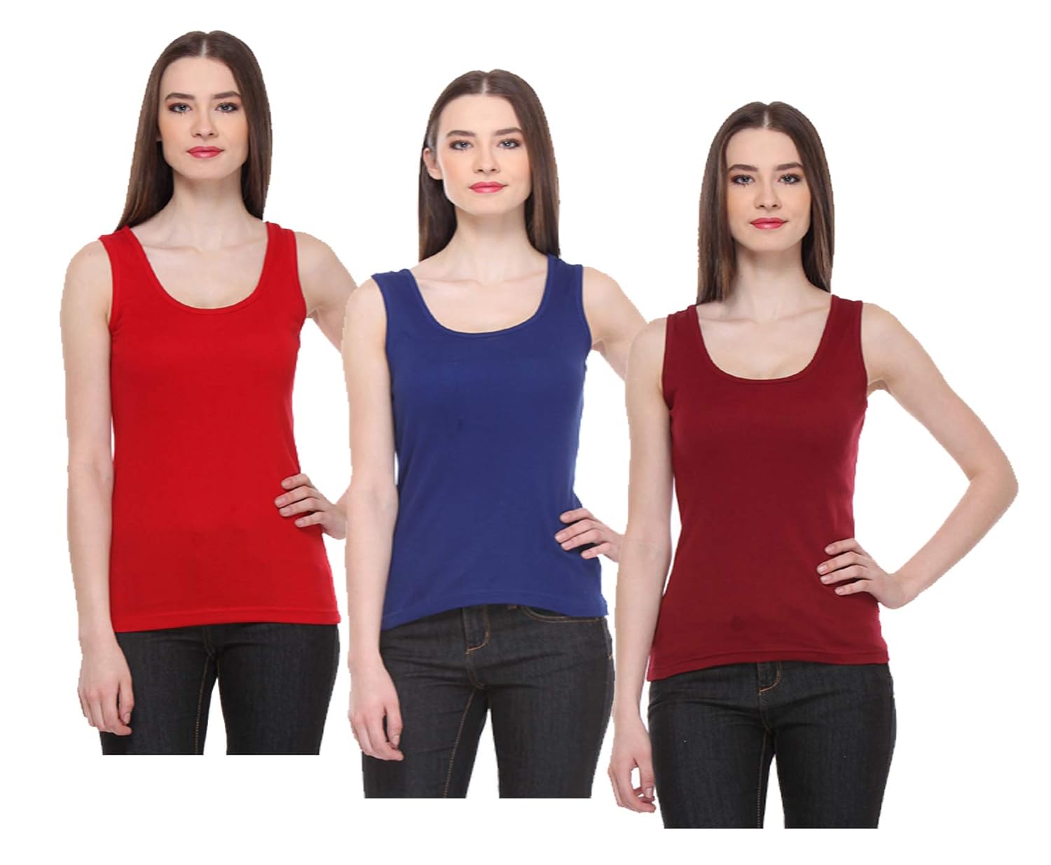 IndiWeaves Women Cotton Tank Tops Pack of 3 (TT 131416IWP3M