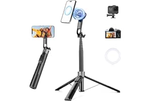 VICTIV 70" Magnetic Phone Tripod, Selfie Stick Tripod for iPhone Magsafe with Rechargeable Remote & 2 in 1 Magnetic Holder, Portable Cellphone Stand for Recording Travel, Compatible with iPhone and Android
