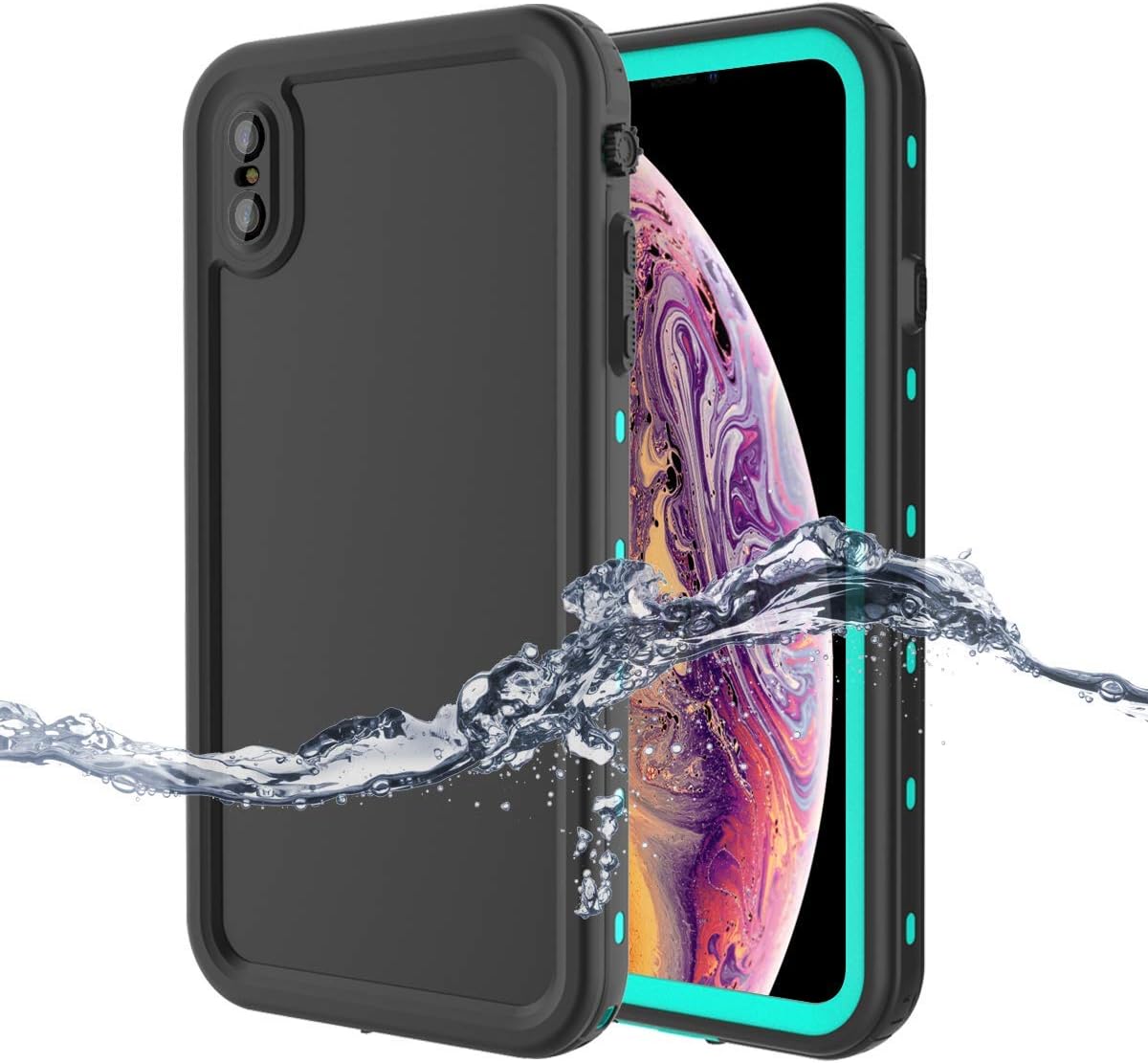 Funcilit Waterproof Case for iPhone Xr Aqua Blue, iPhone Xr
