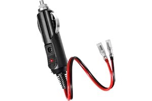 CCHRN Cigarette Lighter Male Plug with Leads, 12-24V Cigar Lighter Plug Battery Charger Kit with LED Light, 16AWG Heavy Duty 