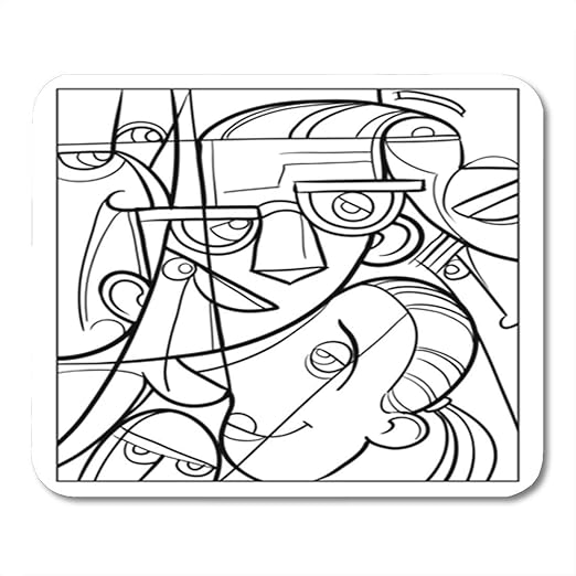 Luancrop Cubismo Caras Cubistas Pagina Para Colorear Divertida Loco Abstracto Enojado Alfombrilla De Raton Amazon Es Electronica