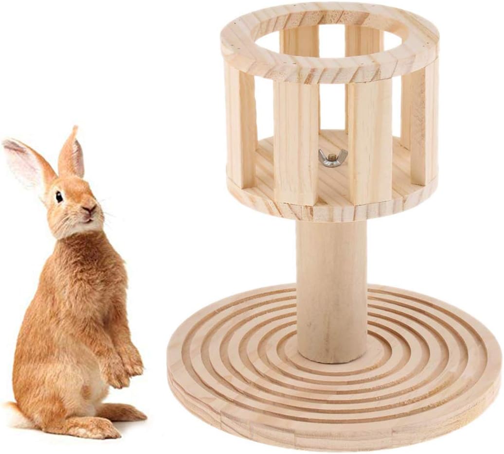 Rabbit Hay Manger Rack Multifunctional Wooden Food Feeder with Grinding Claw for Bunny Rabbits Chinchilla Guinea Pigs Small Animals
