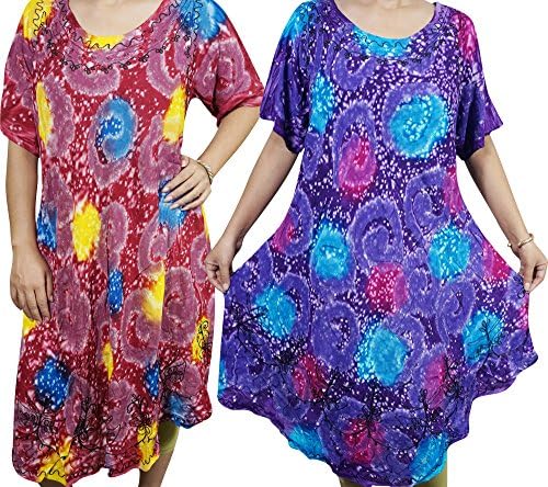 Lots Of 2 Womens Swing Tank Dress Summer Delight Beach Cover Up A-line Caftan Dresses