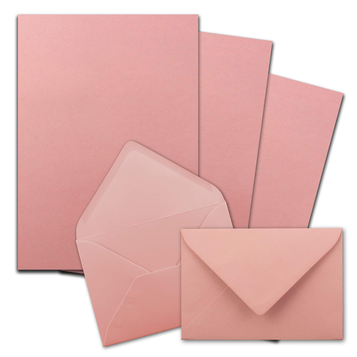 25 x Letter Paper Sets A4 with C6 Envelopes, Wet Seal, Antique Pink, Matte Writing Paper with Envelopes, FarbenFroh by Gustav Neuser — image 1