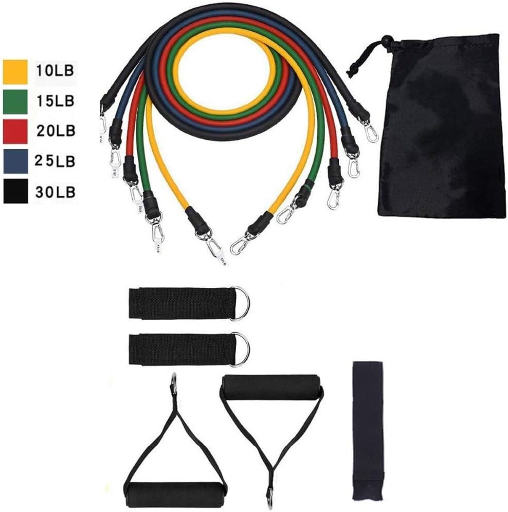 WILLBE 11PC Premium Resistance Bands Set, Workout Bands - with Door Anchor, Handles, Ankle Straps - Stackable Up to 100 lbs - for Resistance Training, Physical Therapy, Home Workouts, Yoga, Pilates