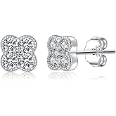 SLUYNZ Solid 925 Sterling Silver Small Clover Earrings Stud for Women Teens CZ Clover Stud Earrings
