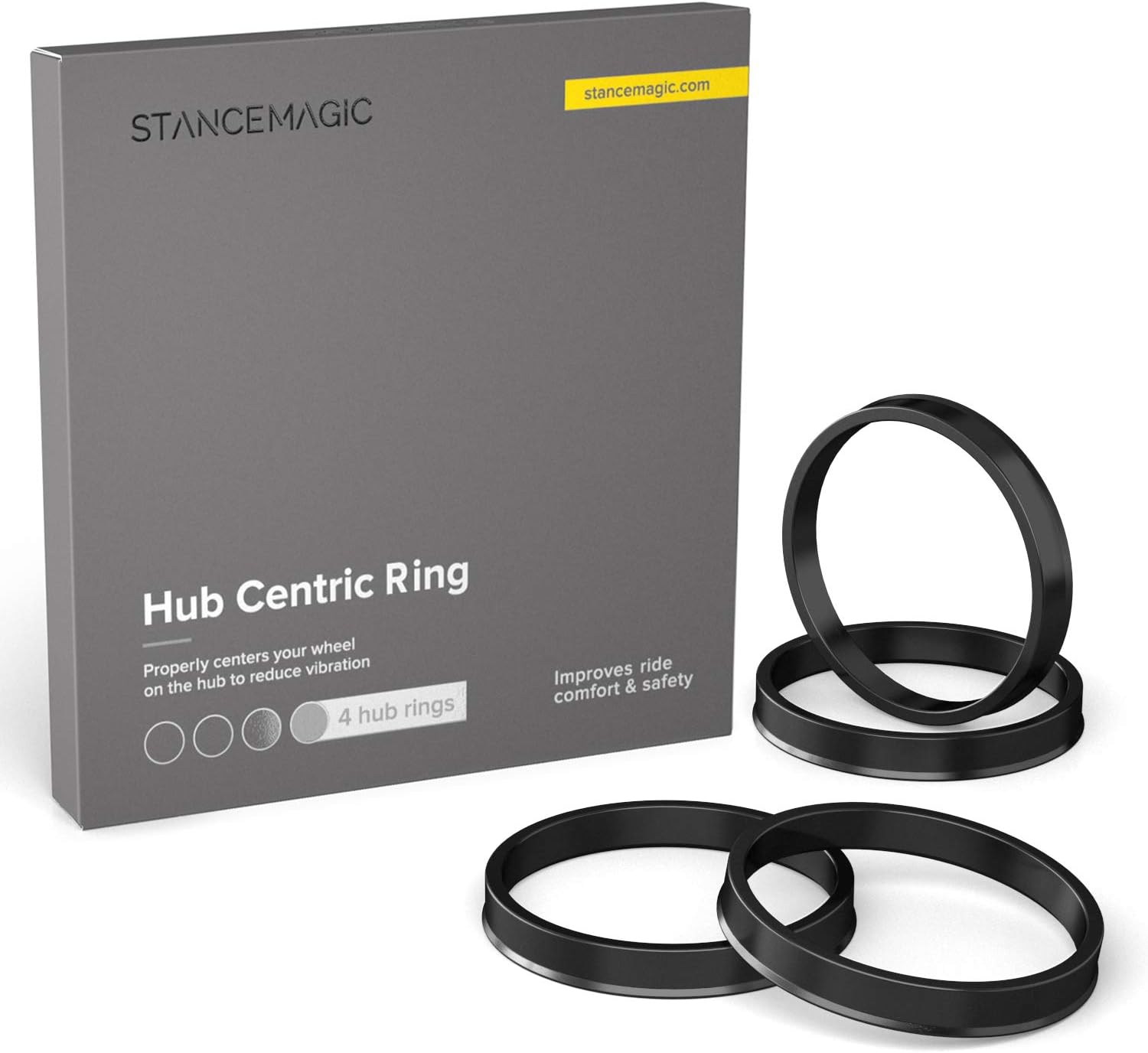 Hubcentric Rings (Pack of 4) - 64.1mm ID to 67.1mm OD - Black Poly Carbon Plastic Hubrings Hub - Only Compatible with Honda Acura with 64.1mm Vehicle Hubs and 67.1mm Wheel Centerbore