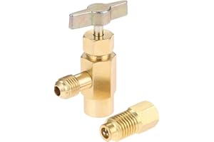 Aupoko R134A Self-Sealing Can Tap with R134A Tank Adapter, 1/2’’ Acme to 1/4’’ SAE Refrigerant Can Bottle Tap Opener with 1/4’’ SAE Female and 1/2’’ Acme Male Adapter
