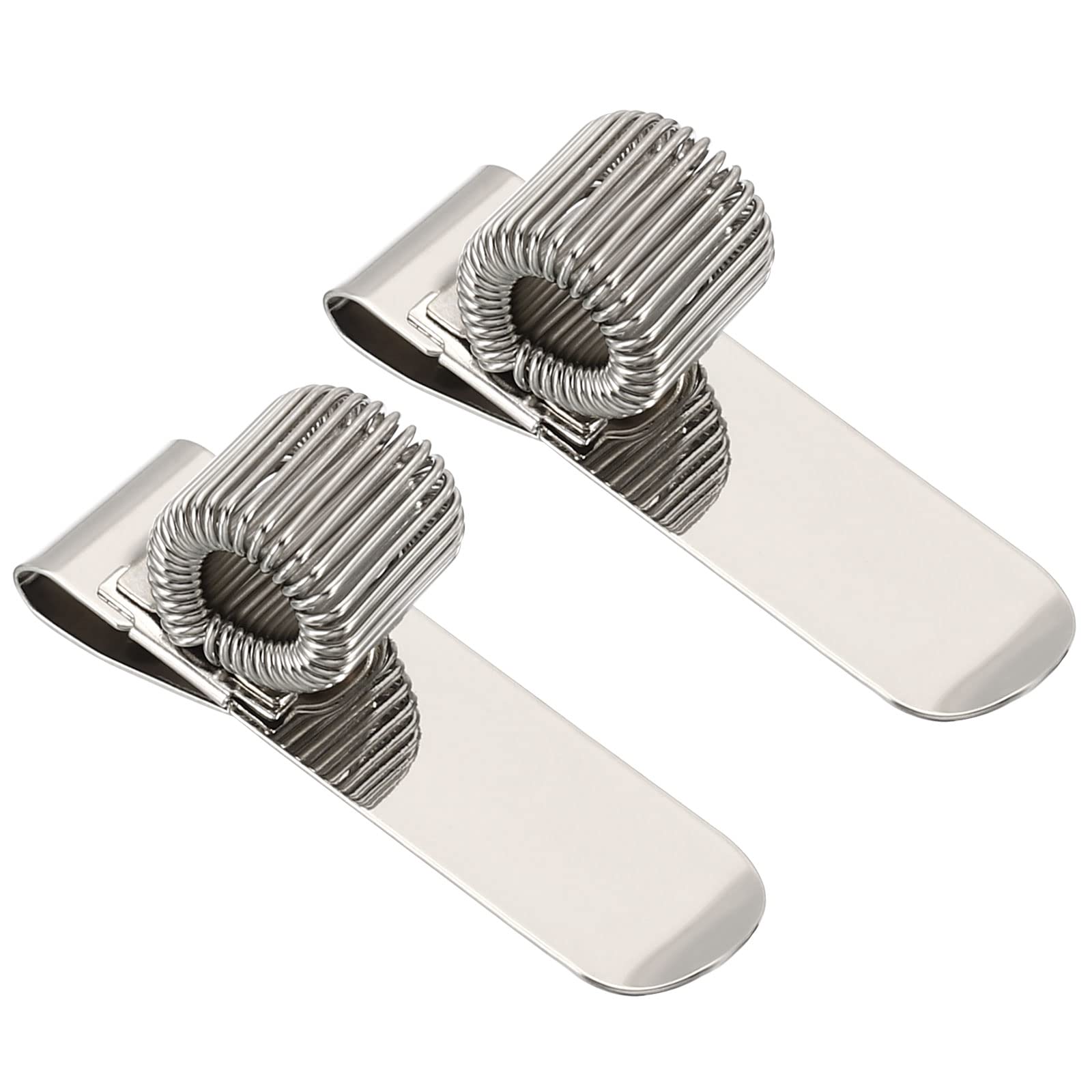 PATIKIL Pen Holder Clips, 2Pcs Metal Horizontal Portable Single Spring Loop Pencil Organizer for Office Business Pocket Notebook Clipboard, Silver