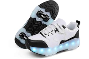 Skiddly 16 Modes LED Light up Roller Skate Shoes with 4 Wheels, Sneakers for Kids Boys Girls Birthday Thanksgiving Christmas 