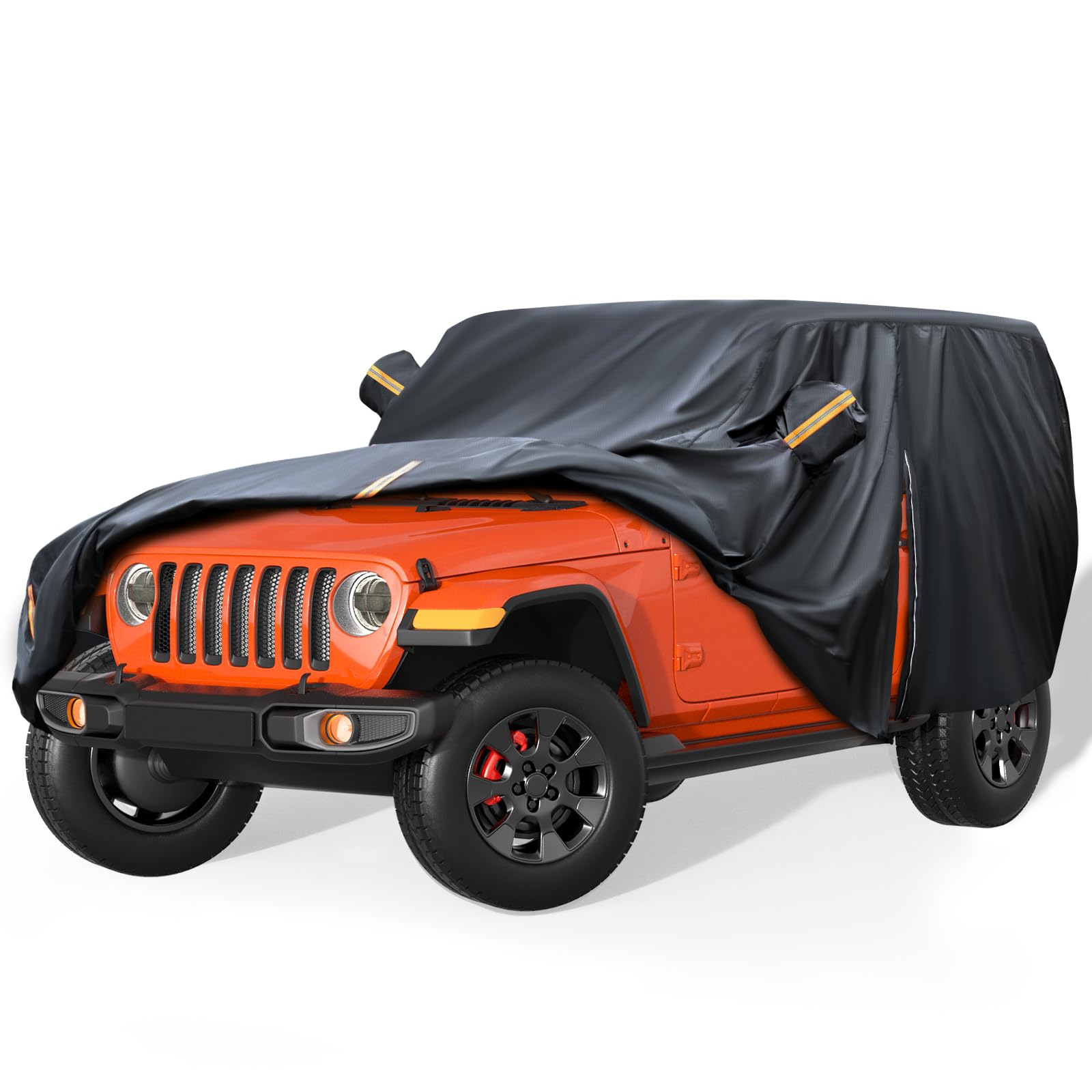 Photo 1 of YINOK 600D Waterproof Car Cover Custom Fit for Jeep Wrangler 2 Door (1987-2025) JL JK TJ YJ CJ, Outdoor Car Cover Waterproof All Weather for Automobiles Sun Rain Snow Protection with Door Zipper