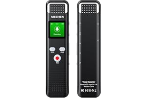 64GB Digital Voice Recorder Voice Activated Audio Recorder for Lectures Meetings - MECHEN 1536Kbps Small Rechargeable Dictaphone with Playback,7-Level Noise Reduction,Microphone,Password (Black)
