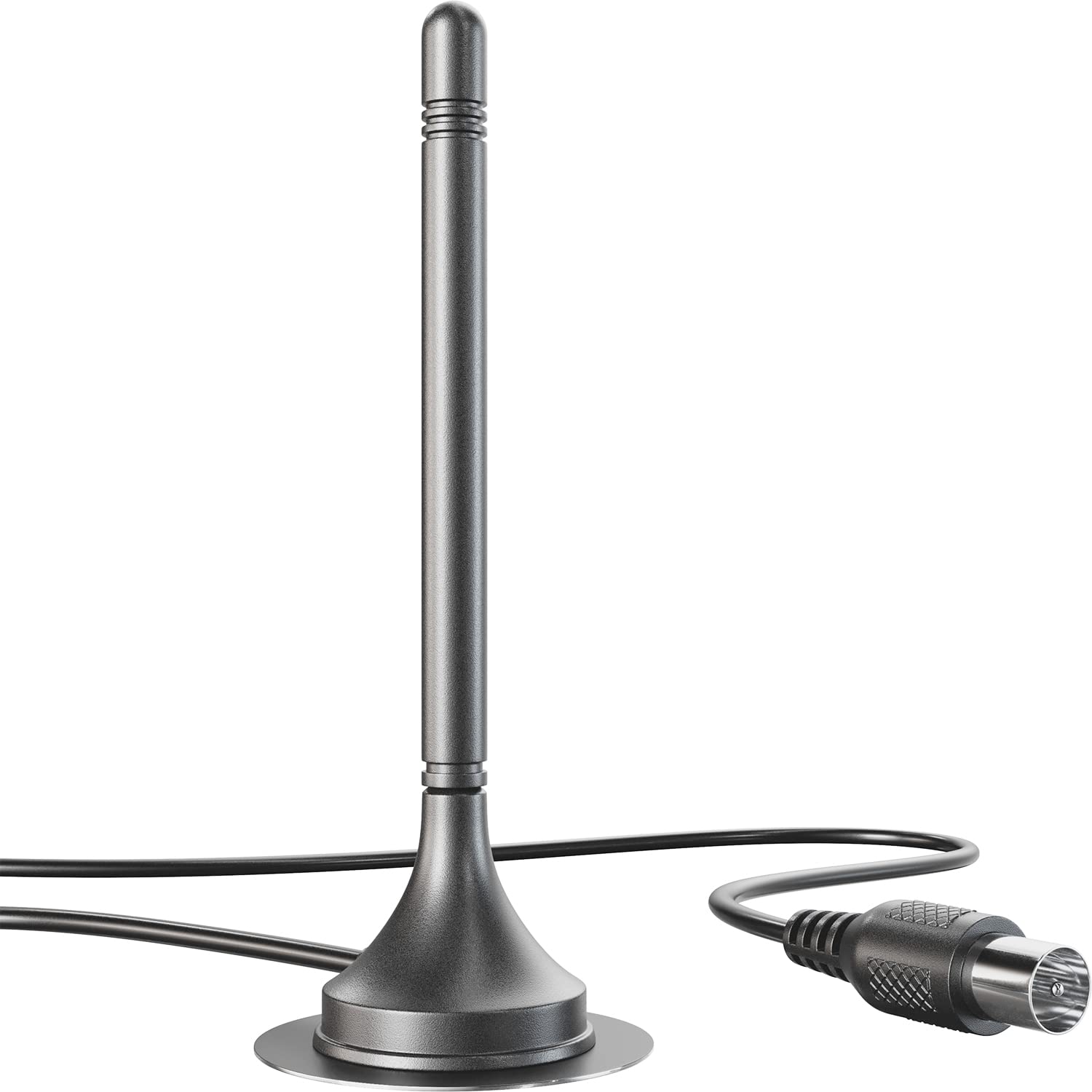 KabelDirekt – DVB-T2 Antenna (DVB-T2 HD, digital reception, stable magnetic foot, 3m cable for all DVB-T receivers, lightweight design)