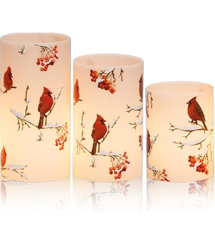 KunSween Christmas Flameless Candles With 6H Timer, 3 Pack LED Flickering Candles With Gold Deer Decals And Real Wax, Christmas Winter Decorations For Home Indoor Table Centerpieces