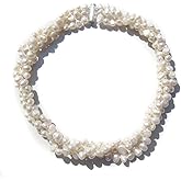 VN Jewelry Fab Three-Strand Chunky Modern Twist Cultured Freshwater Baroque Pearl Necklace (White)
