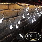 100 LED Globe String Lights, Ball Christmas Lights, Indoor / Outdoor Decorative Light, USB Powered, 39 Ft, Cool White Light - for Patio Garden Party Xmas Tree Wedding Decoration