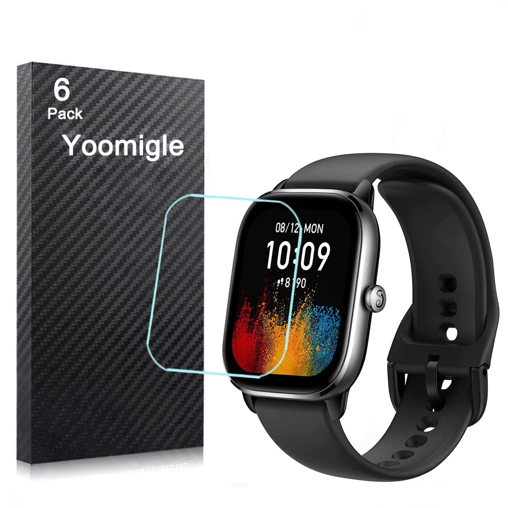Yoomigle 6 Pack Compatible with Amazfit GTS 4 Mini Screen Protector Film for GTS4 Mini Smartwatch Screen Protectors Foils Screen Cover Crystal Clear HD Anti-Scratch Anti-Fingerprint
