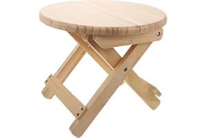 VALICLUD 1pc Solid Wood Folding Stool Round Low Stool for Home Use Simple Design and Easy to Clean for
