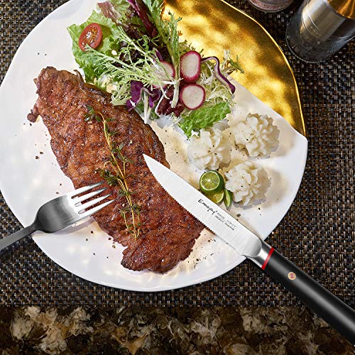 Emojoy Steak Knife Set, Serrated Steak Knives Set Of 6, German