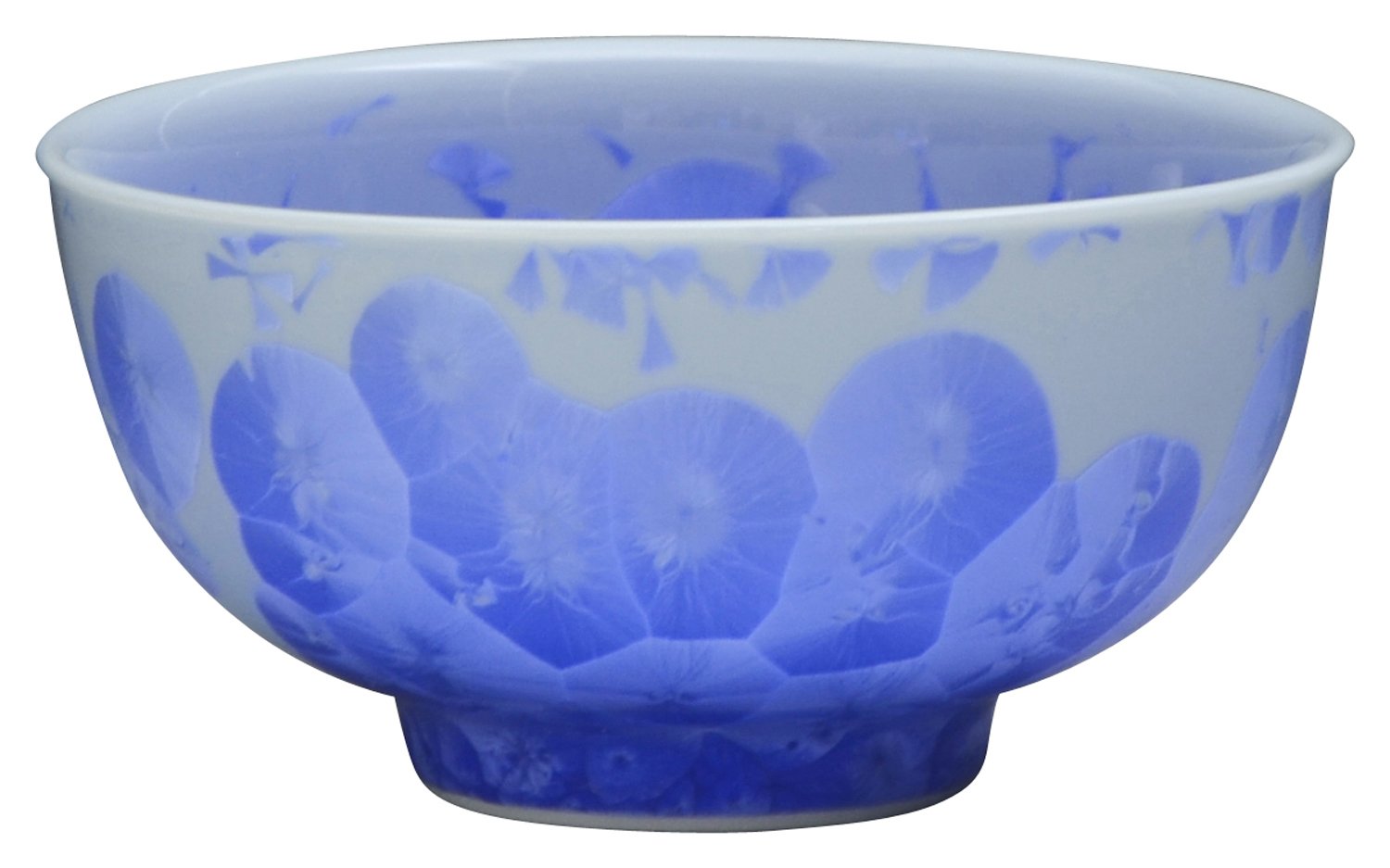 Aito KTA535 Kyoto Ware Kiyomizu Ware Pottery Kiln Rice Bowl, Flower Crystal (Blue / White)
