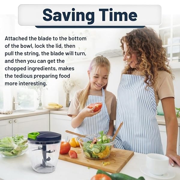 INCITATUS – MANUAL GARLIC CHOPPER – PULL STRING CHOPPER – MANUAL FOOD PROCESSOR – VEGETABLE CUTTER 30 FL OZ – PULL CORD ONION – BPA FREE BOWL & STAINLESS STEEL BLADES