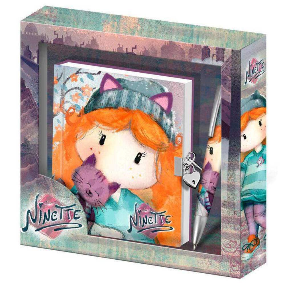 Forever Ninette Gift Box Padlock Diary and Pen, Multicolour