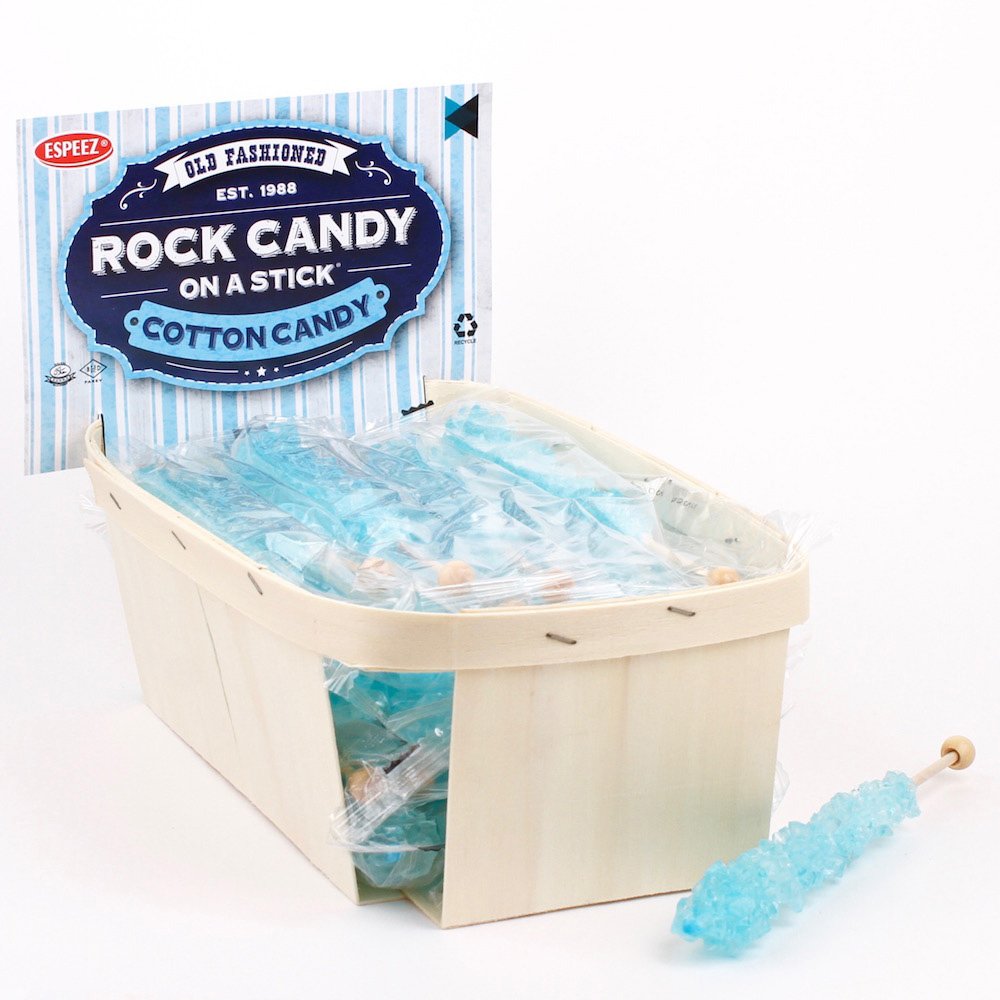 Extra Large Rock Candy Sticks (22g) 24 Light Blue Cotton
