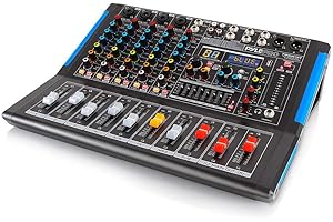 Pyle Professional 6-Channel Audio Mixer with Bluetooth- 48V Phantom Power, USB Interface & Flash Drive Support, Digital Sound