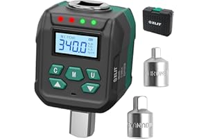 XLIT 1/2“ Digital Torque Adapter Set with Socket Adapters (1/4", 3/8") - ±2% Accuracy, 12.5-250 ft-lb, Buzzer & LED Alerts, Working with Ratchet Wrench, Breaker Bar - For Automotive, Motorcycle & Car