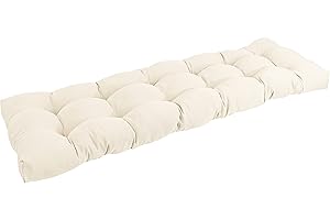 Blazing Needles Twill Tufted Bench Cushion, 55" x 19", Natural